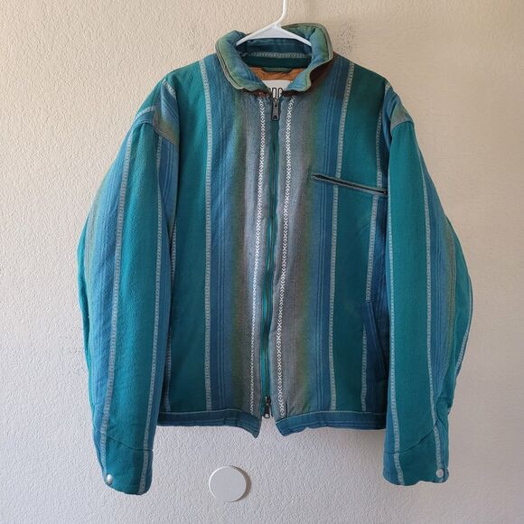 Urban Outfitters BDG  Coat Country Western Boho Jacket Mens Size XL Striped Teal - Picture 1 of 8